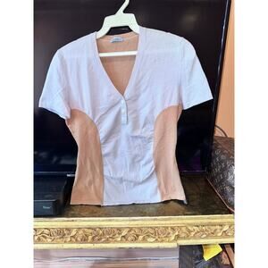 MALO BICOLOR SHORT SLEEVE COTTON BLEND KNIT TOP MADE IN ITALY 40